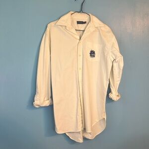 polo ralph lauren oxford boyfriend shirt white embroidered button down small